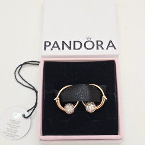 Pandora Rose Gold Plated Pave Beaded Hoop Earrings